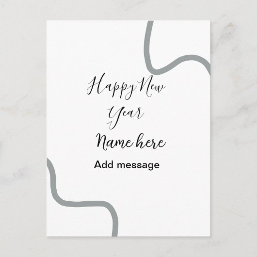Happy new year name message gray simple holiday  ポストカード (正面)