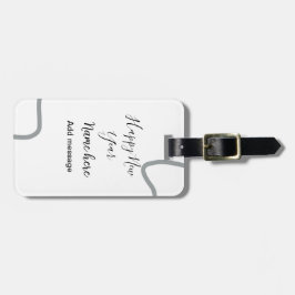 Happy new year name message gray simple holiday  ラゲッジタグ