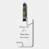 Happy new year name message gray simple holiday  ラゲッジタグ (裏面縦)