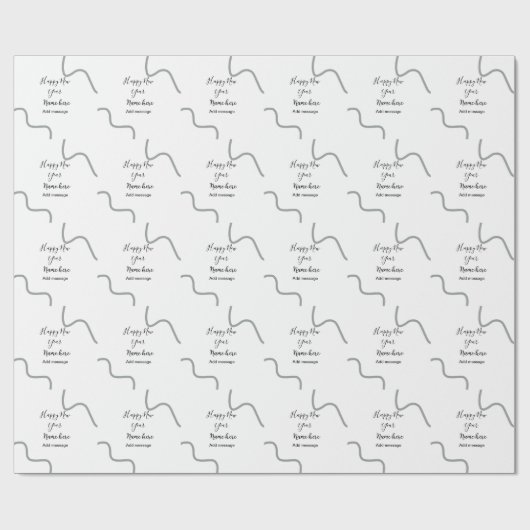 Happy new year name message gray simple holiday  ラッピングペーパー (フラット)