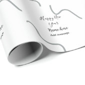 Happy new year name message gray simple holiday  ラッピングペーパー (ロールコーナー)