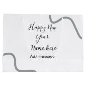 Happy new year name message gray simple holiday  ラージペーパーバッグ (裏面)