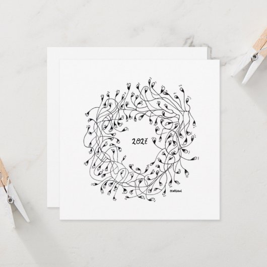 Happy New Year, New Year Greeting カード (正面/裏面インサイチュ)