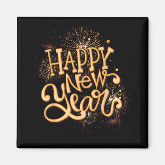 Happy New Year New Years Eve Party , Black マグネット (正面)