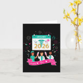 Happy New Year Nurse Shirt; Cute Medical Staff 202 カード (黄色い花)