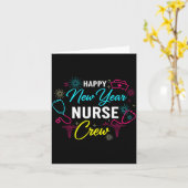 Happy New Year Nurse Shirt, Fireworks Stethoscope  カード (黄色い花)