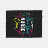 Happy New Year Nurse Shirt, Fireworks Stethoscope  フリースブランケット (正面(横))