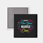 Happy New Year Nurse Shirt, Fireworks Stethoscope  マグネット (正面/裏面)