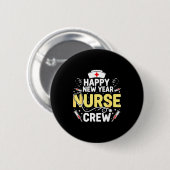 Happy New Year Nurse Shirt, Fireworks Stethoscope  缶バッジ (正面&裏面)