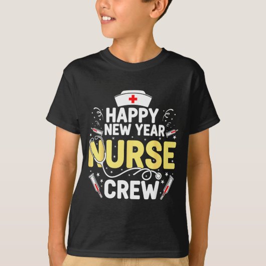 Happy New Year Nurse Shirt, Fireworks Stethoscope  Tシャツ (正面)