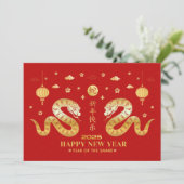 Happy New Year Of The Snake 2025 Chinese Zodiac 招待状 (スタンド正面)