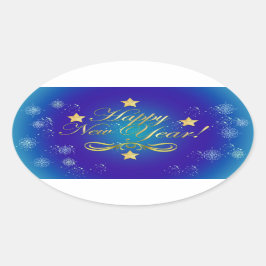 Happy New Year Ovalステッカー 楕円形シール