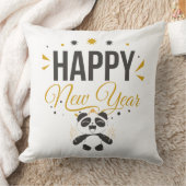Happy New Year Panda Throw Pillow クッション (ブランケット)