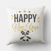 Happy New Year Panda Throw Pillow クッション (裏面)