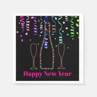 Happy New Year Paper Party Napkins スタンダードカクテルナプキン