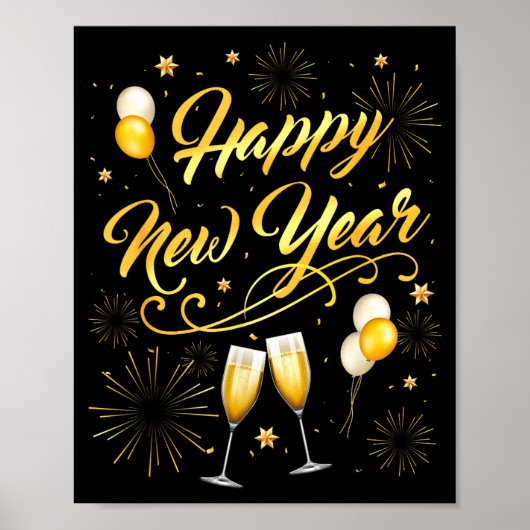 Happy New Year Party 2026 Ballon Family Matching  ポスター (正面)