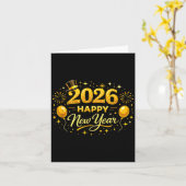 Happy New Year Party 2026 Ballon Family Matching M カード (黄色い花)