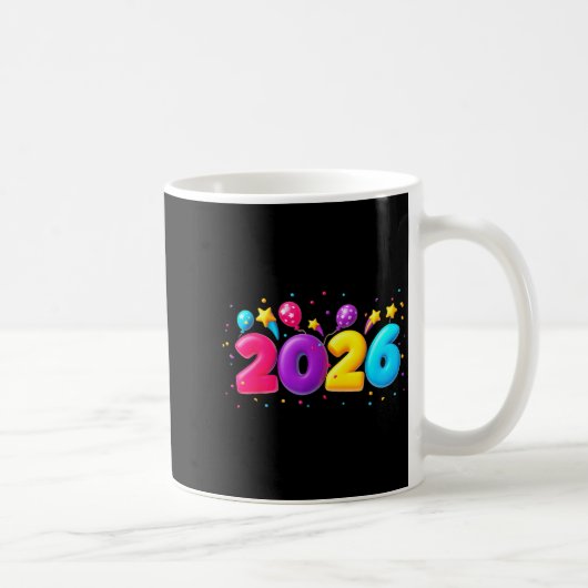 Happy New Year Party 2026 Ballon Family Matching M コーヒーマグカップ (右)
