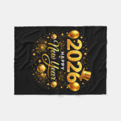 Happy New Year Party 2026 Ballon Family Matching M フリースブランケット (正面(横))