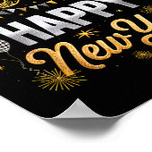 Happy New Year Party 2026 Ballon Family Matching M ポスター (角)