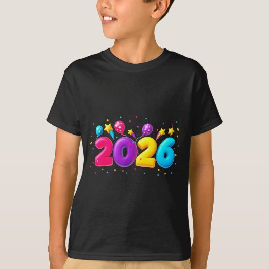 Happy New Year Party 2026 Ballon Family Matching M Tシャツ (正面)