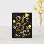 Happy New Year Party 2026 Family Matching Balloon  カード (黄色い花)