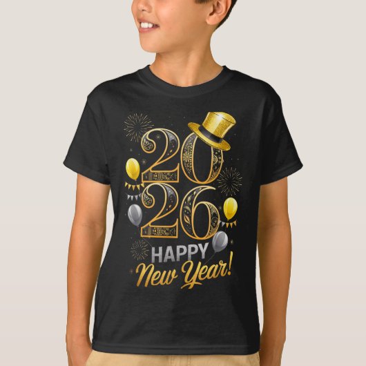 Happy New Year Party 2026 Family Matching Balloon  Tシャツ (正面)