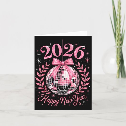 Happy New Year Party 2026 Funny Balloon Family Mat カード (正面)