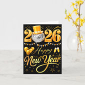 Happy New Year Party 2026 Funny Balloon Family Mat カード (黄色い花)