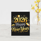 Happy New Year Party 2026 Funny Balloon Family Mat カード (黄色い花)