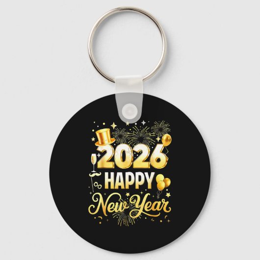 Happy New Year Party 2026 Funny Balloon Family Mat キーホルダー (正面)