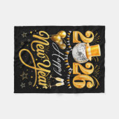 Happy New Year Party 2026 Funny Balloon Family Mat フリースブランケット (正面(横))