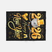 Happy New Year Party 2026 Funny Balloon Family Mat フリースブランケット (正面(横))