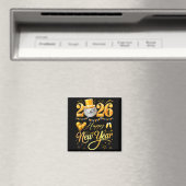 Happy New Year Party 2026 Funny Balloon Family Mat マグネット (インサイチュ (食洗機))