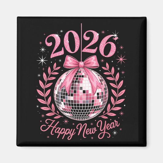 Happy New Year Party 2026 Funny Balloon Family Mat マグネット (正面)