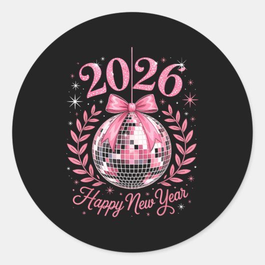 Happy New Year Party 2026 Funny Balloon Family Mat ラウンドシール (正面)
