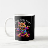 Happy New Year Party Dancing Cat Design コーヒーマグカップ (左)