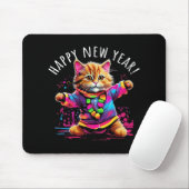 Happy New Year Party Dancing Cat Design  マウスパッド (マウス)