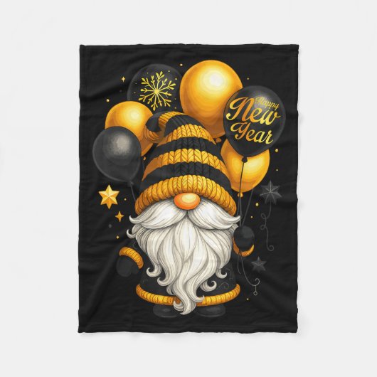 Happy New Year Party New Years Eve 2026 Gnome Love フリースブランケット (正面)