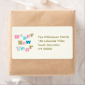 Happy New Year Pastel Groovy Retro Personalized ラベル (インサイチュ)