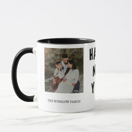 Happy New Year  Personalized Family Name Photo   マグカップ (左)