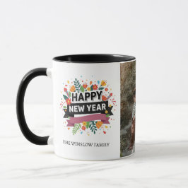 Happy New Year  Personalized Family Name Photo Mug マグカップ