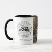 Happy New Year  Personalized Family Name Photo Mug マグカップ (左)