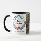 Happy New Year Personalized Family Name Photo Mug マグカップ (左)