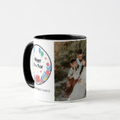 Happy New Year Personalized Family Name Photo Mug マグカップ (正面左)