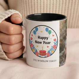 Happy New Year  Personalized Family Name Photo Mug マグカップ