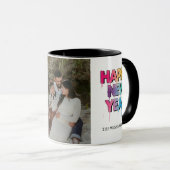 Happy New Year  Personalized Family Name Photo Mug マグカップ (正面右)