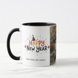 Happy New Year  Personalized Family Name Photo Mug マグカップ