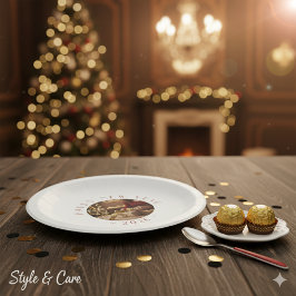 Happy New Year Personalized Photo Text ペーパープレート