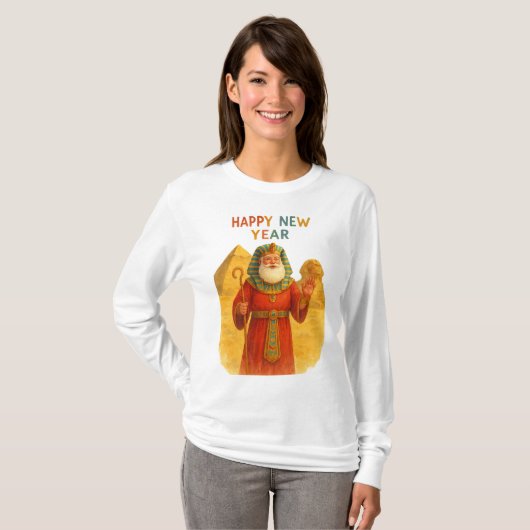 Happy New Year Pharaoh Santa Funny Egyptian  Tシャツ (正面フル)